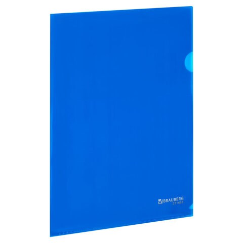 Папка-уголок А4, синяя, 0,10 мм, BRAUBERG EXTRA, 271699 271699