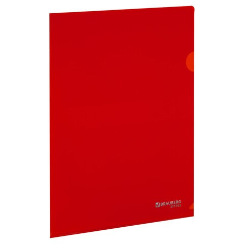 Папка-уголок жесткая А4, красная, 0,15 мм, BRAUBERG EXTRA, 271703 271703