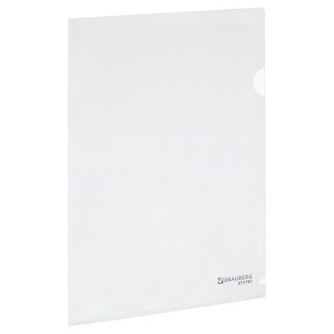 Папка-уголок жесткая А4, прозрачная, 0,15 мм, BRAUBERG EXTRA, 271701 271701