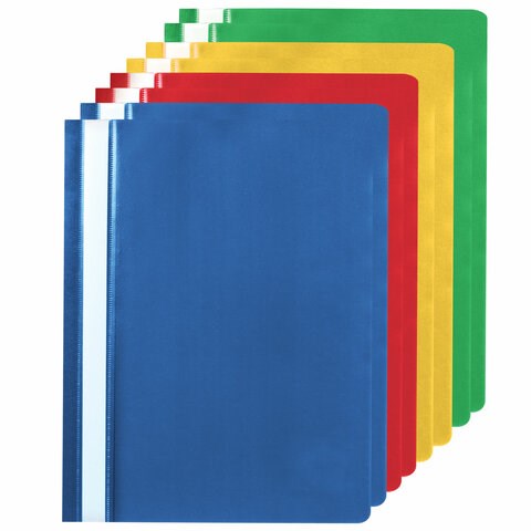Папка-скоросшиватель, КОМПЛЕКТ 8 шт. (синие, зеленые, красные, желтые), ВЫГОДНАЯ УПАКОВКА, А4, STAFF, 271951 271951