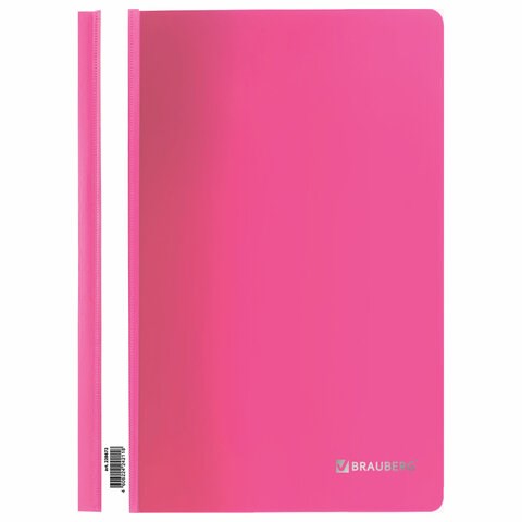 Скоросшиватель пластиковый BRAUBERG, А4, 130/180 мкм, розовый, 228672 228672