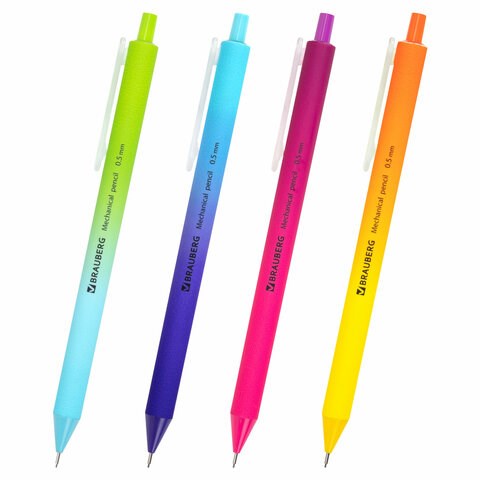Карандаш механический 0,5 мм, BRAUBERG SOFT "Grade", HB, корпус soft-touch ассорти, 181958 181958