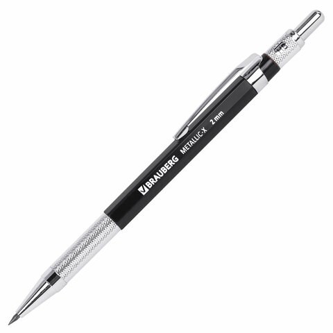 Карандаш механический цанговый 2 мм, HB, BRAUBERG "METALLIC X-20", металлические детали, 181976 181976