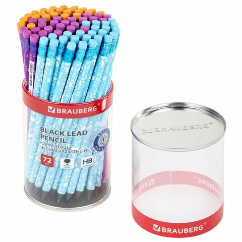 Карандаш чернографитный BRAUBERG "EXAM", 1 шт., HB, с ластиком, корпус ассорти, 181753 181753