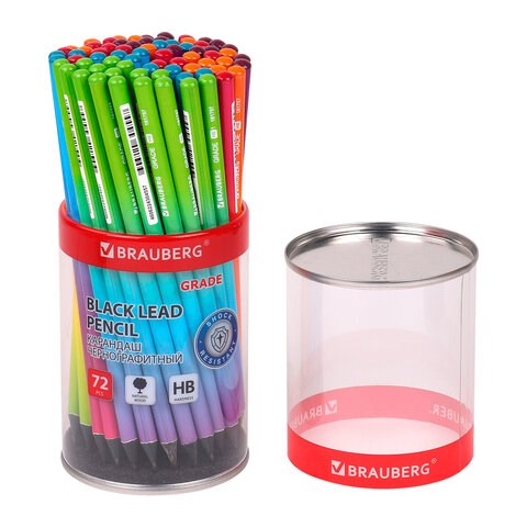 Карандаш чернографитный BRAUBERG "Grade", 1 шт., HB, корпус ассорти, 181757 181757
