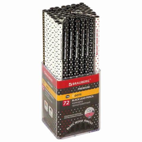Карандаш чернографитный BRAUBERG "PREMIUM TURKEY", 1 шт., "Dots", НВ, ассорти, дисплей, 181563 181563