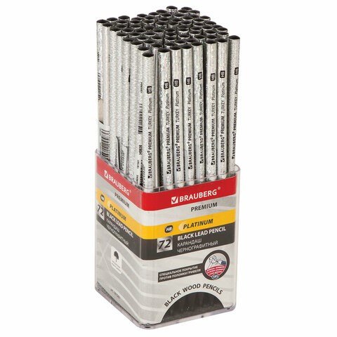Карандаш чернографитный BRAUBERG "PREMIUM TURKEY", 1 шт., "Platinum", НВ, дисплей, 181561 181561