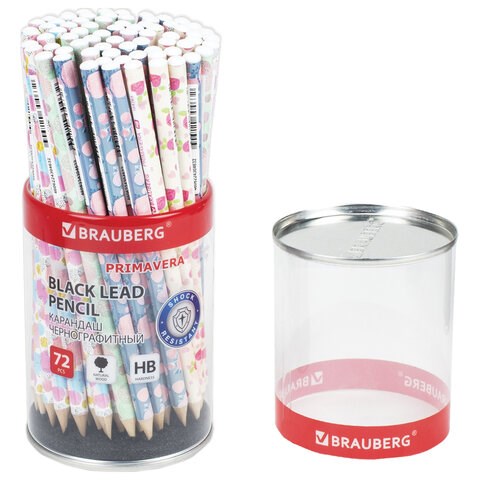 Карандаш чернографитный BRAUBERG "PRIMAVERA", 1 шт., HB, корпус ассорти, 181765 181765