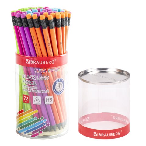 Карандаш чернографитный BRAUBERG "ULTRA COLOR", 1 шт., HB, с ластиком, пластиковый, 181708 181708