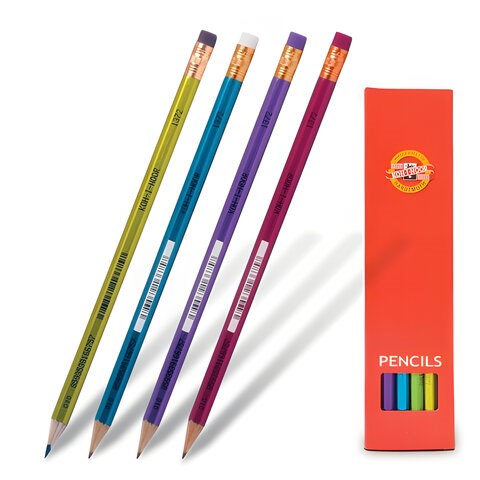 Карандаш чернографитный KOH-I-NOOR, 1 шт., "Oriental", НВ, с ластиком, корпус ассорти, заточенный, 1372, 1372002012KSRU 180157