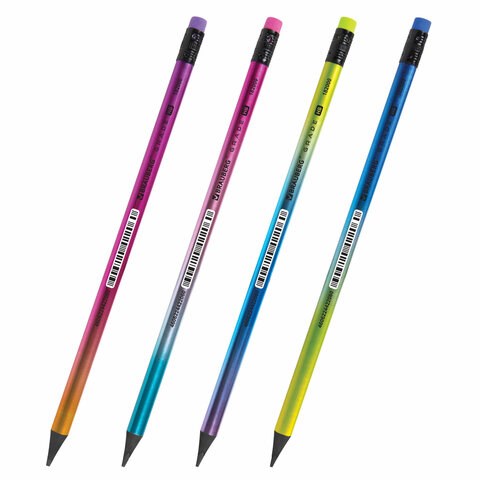 Карандаш чернографитный с ластиком BRAUBERG "GRADE Metallic", 1 шт., HB, трехгранный, 182000 182000