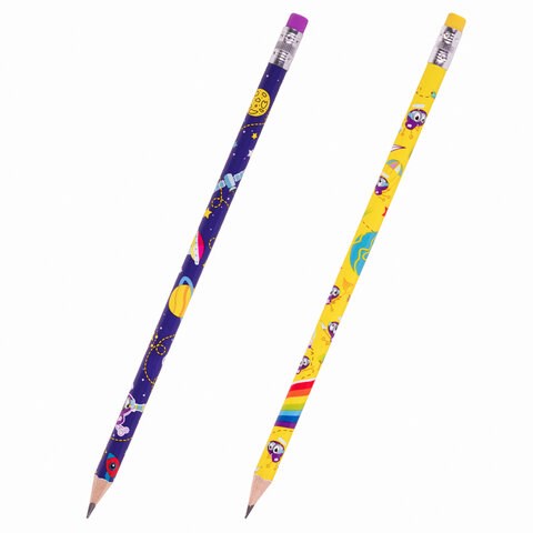 Карандаш чернографитный ЮНЛАНДИЯ "ЮНЛАНДИК", 1 шт., HB, с ластиком, корпус ассорти, 181752 181752