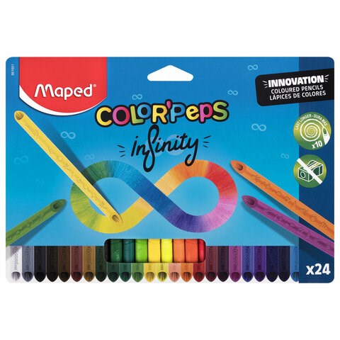Карандаши цветные монолитные MAPED "Infinity", набор 24 цвета, трехгранные, 861601 182054