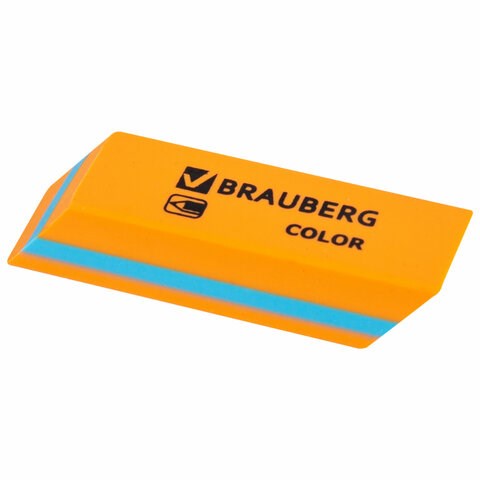 Ластик BRAUBERG "Color", 55х15х13 мм, прямоугольный, скошенный, яркие цвета ассорти, 272671 272671