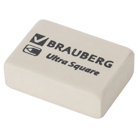 Ластик BRAUBERG "Ultra Square", 26х18х8 мм, белый, натуральный каучук, 228707 228707
