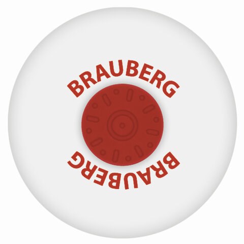 Ластик BRAUBERG "Universal", 30х30х8 мм, белый, круглый, красный пластиковый держатель, 222472 222472