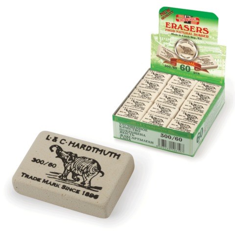 Ластик KOH-I-NOOR "Слон" 300/60, 31х21х8 мм, белый, прямоугольный, натуральный каучук, 0300060024KDRU 220404