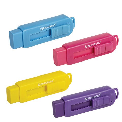 Ластик выдвижной BRAUBERG "Slider", 88х26х21 мм, яркие цвета корпуса ассорти, 271985 271985