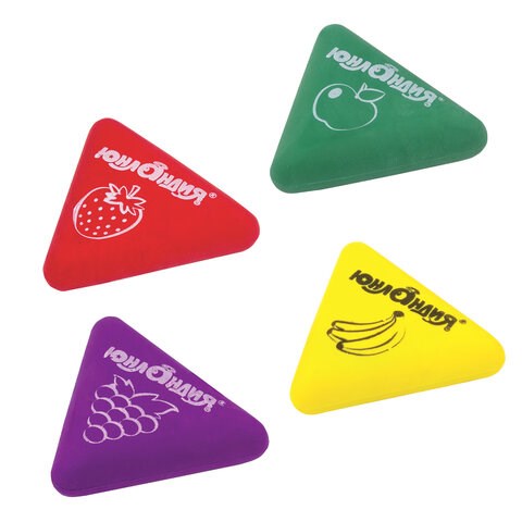 Ластик ЮНЛАНДИЯ "Трио", 35х35х10 мм, цвет ассорти, треугольный, 228072 228072