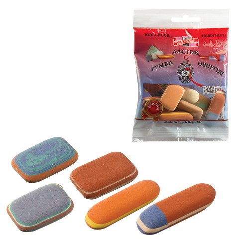 Набор ластиков KOH-I-NOOR 50 г, цвет и форма ассорти, натуральный каучук, 6510005010PSRU 225402