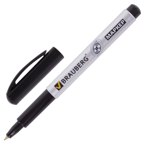 Маркер для CD и DVD BRAUBERG, ЧЕРНЫЙ, тонкий наконечник, 1 мм, 150418 150418