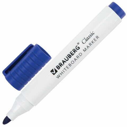 Маркер стираемый для белой доски СИНИЙ, BRAUBERG "CLASSIC", 3 мм, с клипом, 152115 152115