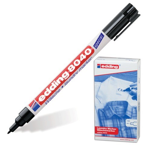 Маркер для ткани EDDING "8040", ЧЕРНЫЙ, 1 мм, устойчивый к стирке и кипячению, E-8040/1 150593