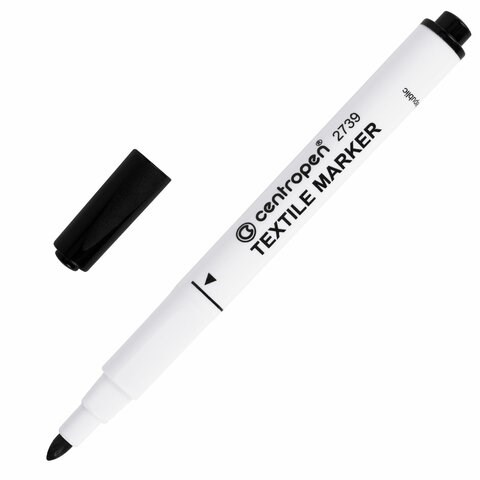 Маркер для ткани ЧЕРНЫЙ CENTROPEN "Textile Marker", круглый наконечник, 1,8 мм, 2739, 5 2739 9212 151102
