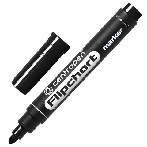 Маркер для бумажного флипчарта ЧЕРНЫЙ CENTROPEN, НЕПРОПИТЫВАЮЩИЙ, 2,5 мм, 8550, 5 8550 0112 151104