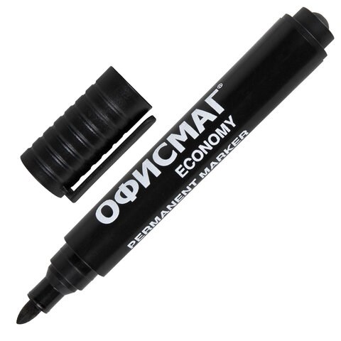 Маркер перманентный ОФИСМАГ ECONOMY, ЧЕРНЫЙ, круглый наконечник 3 мм, 152484 152484