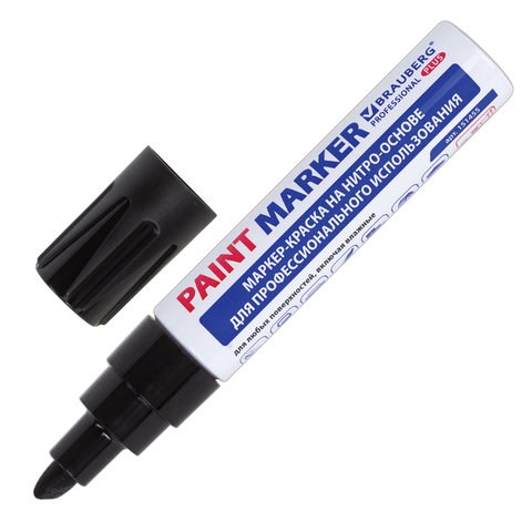Маркер-краска лаковый (paint marker) 8 мм, ЧЕРНЫЙ, НИТРО-ОСНОВА, алюминиевый корпус, BRAUBERG PROFESSIONAL PLUS JUMBO, 151455 151455