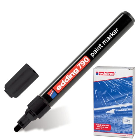 Маркер-краска лаковый EDDING "790", 2-4 мм, ЧЕРНЫЙ, круглый наконечник, пластиковый корпус, E-790/1 150590