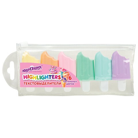 Набор текстовыделителей 6 ПАСТЕЛЬНЫХ ЦВЕТОВ, ЮНЛАНДИЯ "СЛАДКИЕ ИСТОРИИ", линия 1-5 мм, 152511 152511