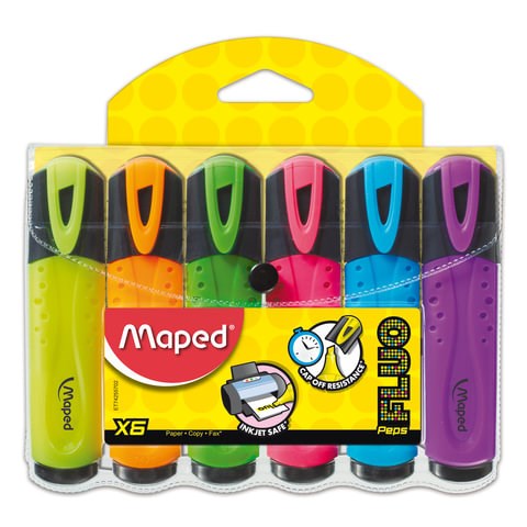 Набор текстовыделителей MAPED (Франция) 6 шт., АССОРТИ, "Fluo Pep's Classic", линия 1-5 мм, 742557 150773