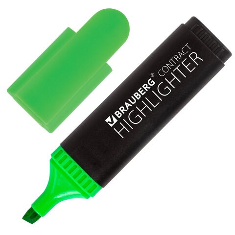 Текстовыделитель BRAUBERG "Contract", ЗЕЛЕНЫЙ, линия 1-5 мм, 150390 150390