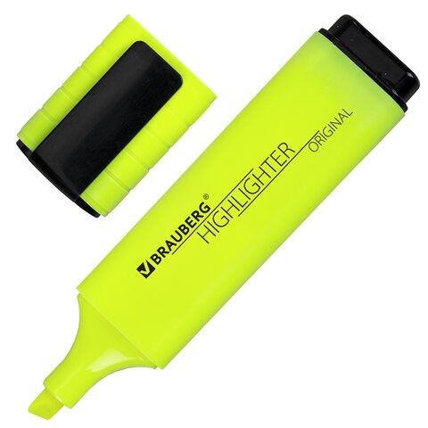 Текстовыделитель BRAUBERG "ORIGINAL NEON", ЖЕЛТЫЙ, линия письма 1-5 мм, 152211 152211