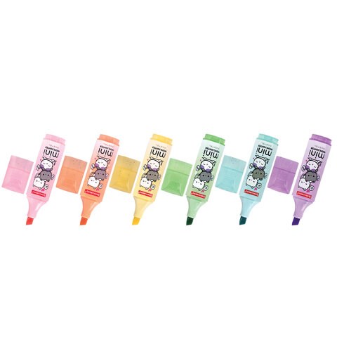 Текстовыделитель мини с принтами BRAUBERG "PASTEL", АССОРТИ В ПЛАСТИКОВОЙ БАНКЕ, 1-5 мм, 152536 152536