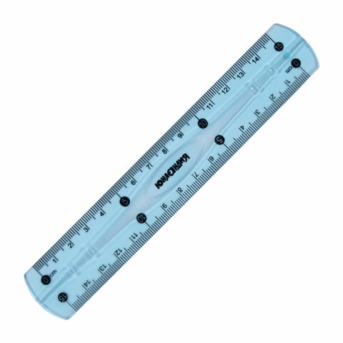 Линейка 15 см гибкая ЮНЛАНДИЯ "FLEX", пластиковая, тонированная, голубая, 210757 210757