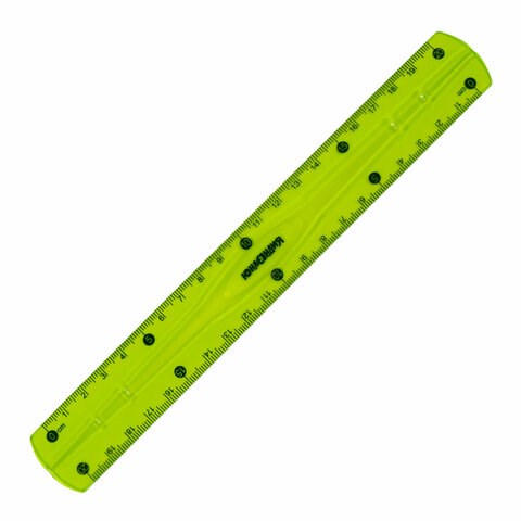 Линейка 20 см гибкая ЮНЛАНДИЯ "FLEX", пластиковая, тонированная, зеленая, 210758 210758