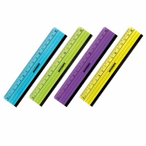 Линейка пластик 15 см ЮНЛАНДИЯ "НЕОНЧИКИ", ассорти, с волнистым краем, 210732 210732