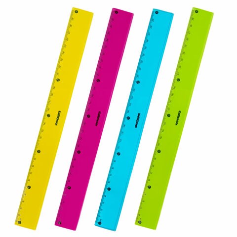 Линейка пластиковая 30 см ЮНЛАНДИЯ "Color", тонированная, ассорти, 210754 210754