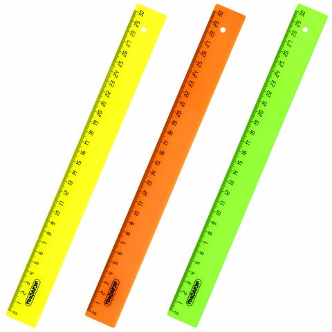 Линейка пластиковая 30 см, ПИФАГОР, непрозрачная, неоновая, ассорти, 210608 210608