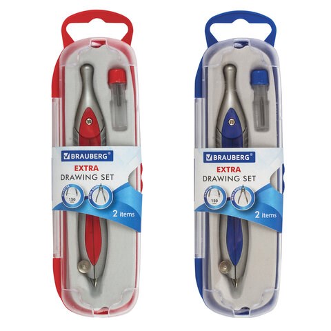 Готовальня BRAUBERG "Extra", 2 предмета (циркуль 125 мм, грифель), в пенале, 210684 210684