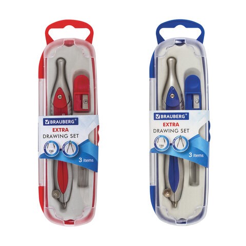 Готовальня BRAUBERG "Extra", 3 предмета (циркуль 125 мм, точилка, грифель), в пенале, 210685 210685