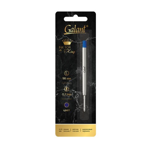 Стержень шариковый тип PARKER, СИНИЙ, пишущий узел 0,7 мм, металл, 98 мм, блистер, GALANT, 170384 170384