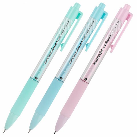 Ручка гелевая автоматическая BRUNO VISCONTI "FineClick Zefir", черная, ассорти, линия письма 0,3 мм, 20-0391/42 144292