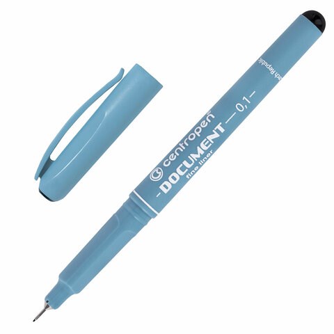 Ручка капиллярная (линер) ЧЕРНАЯ CENTROPEN "Document", трехгранная, линия 0,1 мм, 2631/0,1, 2 2631 0101 142288