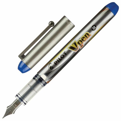 Ручка перьевая PILOT V-Pen, СИНЯЯ, корпус серый, линия письма 0,58 мм, SVP-4M L 144422