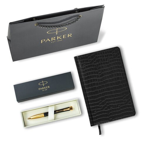 Ручка шариковая Parker "Urban Twist Black GT", ежедневник А5 черный, пакет, 880898 880898