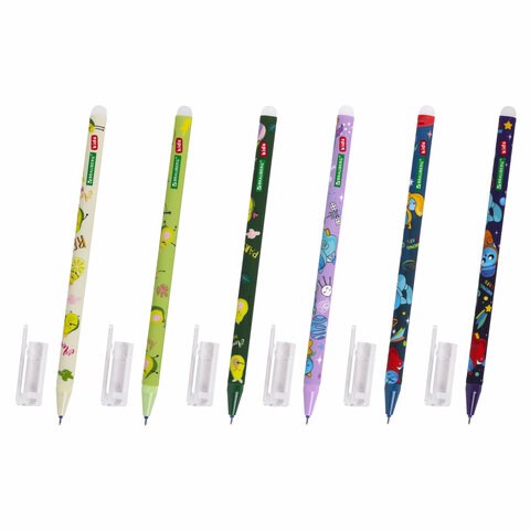 Ручка стираемая гелевая BRAUBERG KIDS "MIX", СИНЯЯ, корпус ассорти, игольчатый наконечник 0,5 мм, линия 0,35 мм, 144101 144101